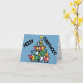Carte Funny Cow Christmas Tree Pun Abstrait (Fleur jaune)