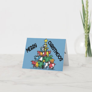 Carte Funny Cow Christmas Tree Pun Abstrait