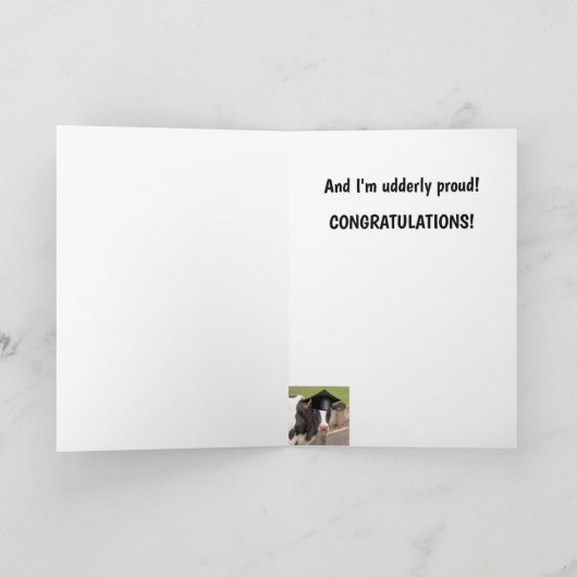 Carte Funny Cow Pun Graduation (Intérieur)
