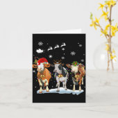 Carte Funny Cow Santa Merry Christmas Xmas Lights Pajama (Fleur jaune)