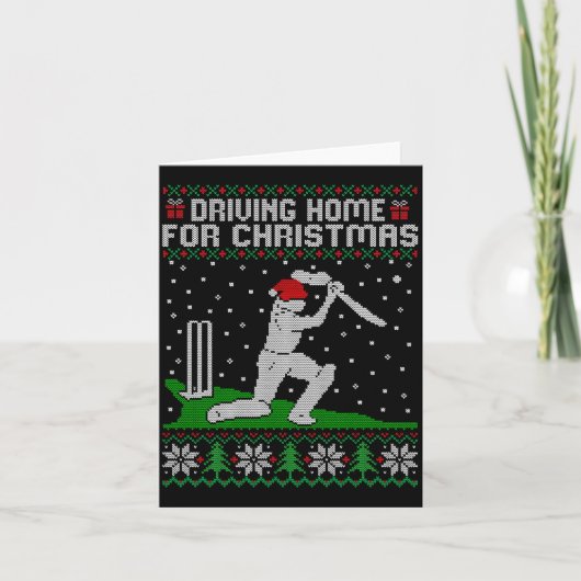 Carte Funny Cricket Player Driving Home For Christmas Sw (Devant)