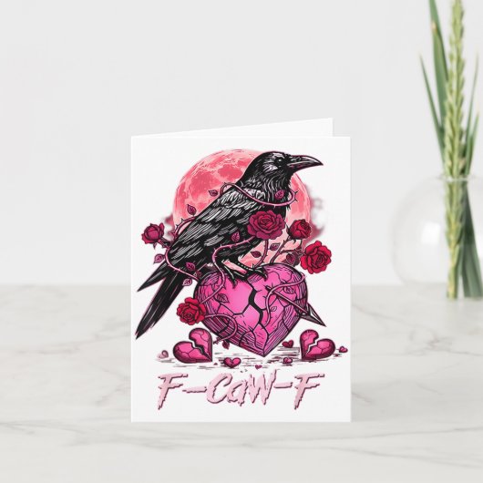 Carte Funny Crow F-caw-f Valentines Day Black Bird Fcawf (Devant)