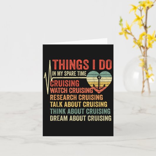 Carte Funny Cruise Heartbeat Things I Do In My Spare Tim (Fleur jaune)