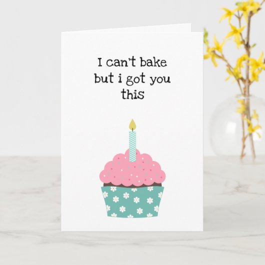 Carte Funny Cupcake Anniversaire (Fleur jaune)