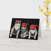 Carte Funny, customizable Biker Cats Birthday (Fleur jaune)