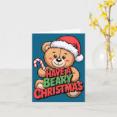 Carte Funny Cute Bear Pun Holiday Xmas Have A Beary Chri (Fleur jaune)
