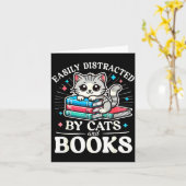 Carte Funny Cute Easily Distracted By Cats And Books (Fleur jaune)