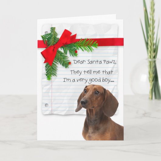 Carte Funny Dachshund Bon Garçon Noël (Devant)