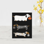 Carte Funny Dachshund Ghost Halloween Saison Soky Weenie (Fleur jaune)