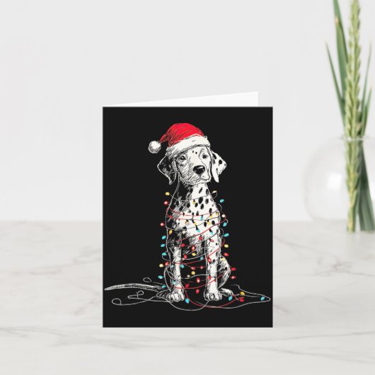 Carte Funny Dalmatian Christmas Graphics Dog Lights Love (Devant)