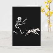 Carte Funny Dalmatian Running Skeleton Halloween (Fleur jaune)