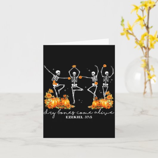 Carte Funny Dancing Skeleton Dry Bones Come Alive Hallow (Fleur jaune)