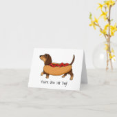 Carte Funny Daschund Hot Dog Aquarelle (Fleur jaune)