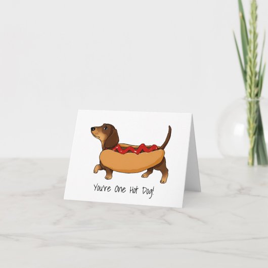 Carte Funny Daschund Hot Dog Aquarelle (Devant)