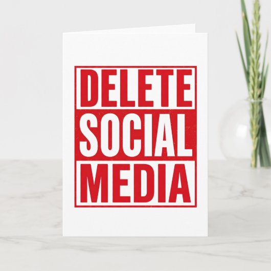 Carte Funny Delete Social Media Anti Internet Minimalist (Devant)
