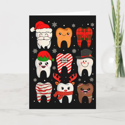 Carte Funny Dental Christmas Teeth Cute Xmas Dentist Squ (Devant)