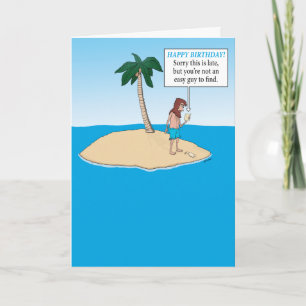 Carte Funny Desert Island Beldate d'anniversaire