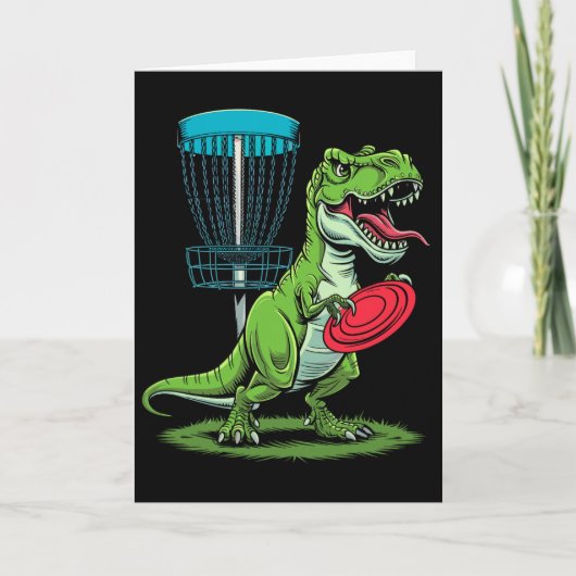 Carte Funny Dinosaur T-rex Disc Golf Player Sket Golfer  (Devant)