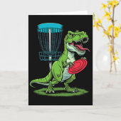 Carte Funny Dinosaur T-rex Disc Golf Player Sket Golfer  (Fleur jaune)