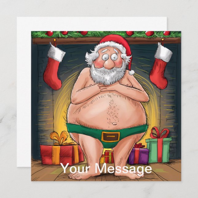 Carte Funny Dirty Père Noël collection de Noël (Devant / Derrière)