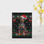 Carte Funny Doberman Christmas Santa Hat Dog Ugly Sweate (Fleur jaune)
