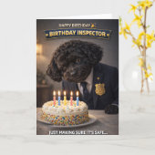 Carte Funny Dog Birthday Card Cake Inspector Cockapoo (Fleur jaune)