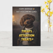 Carte Funny Dog Birthday Card Treats Attention Cockapoo (Fleur jaune)