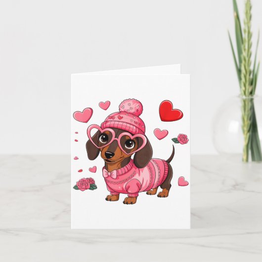 Carte Funny Dog Dachshund Valentines Heart Dog Lover Men (Devant)