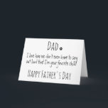 Carte Funny Dog Dad Personnalisée Bonne Fête des pères<br><div class="desc">Surprenez votre chien préféré papa cette Fête des pères avec cette drôle personnalisée à partir de la carte de chien de son meilleur ami. "Papa... J'adore comment on n'a même pas à dire haut et fort que je suis ton enfant préféré .! Bonne Fête des pères" . Personnalisez l'intérieur avec...</div>