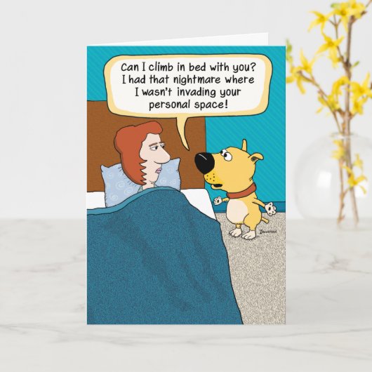 Carte Funny Dog Nightmare (Fleur jaune)