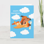 Carte Funny Dog Pilot Flying Airplane Boy Birthday (Devant)