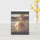 Carte Funny Doll Face Swimming Meme  (Fleur jaune)