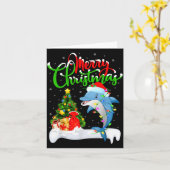 Carte Funny Dolphin Fish Lover Xmas Lighting Dolphin Chr (Fleur jaune)