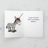 Carte Funny Donkey Unicorn tard anniversaire (Intérieur)