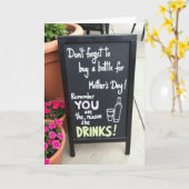 Carte Funny Drinks Mothers Day Message Card (Fleur jaune)