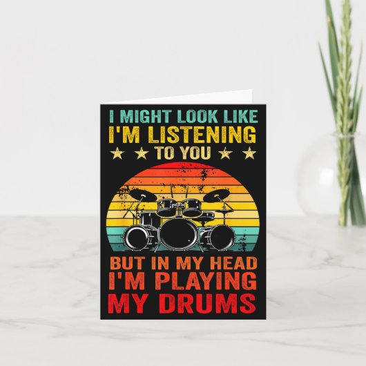 Carte Funny Drummer Men Women Drumline Drumming Musical  (Devant)