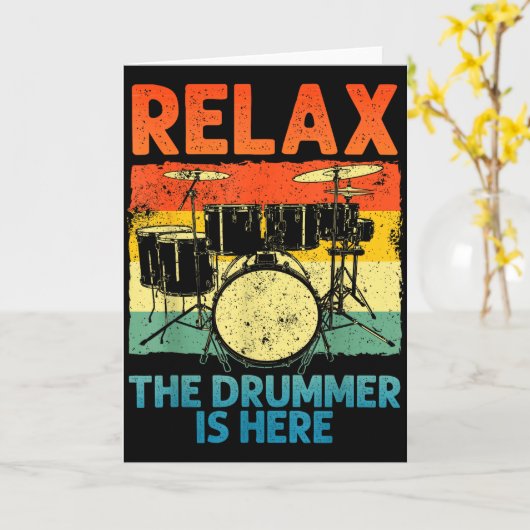 Carte Funny Drumming Art For Men Women Drumline Drum Set (Fleur jaune)