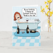 Carte Funny Drunk in the Tub Anniversaire (Fleur jaune)