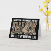 Carte Funny Duck Hunting Whatever Life Throws  (Fleur jaune)
