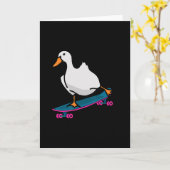 Carte Funny Duck On Skateboard Skateboarding Longboard  (Fleur jaune)