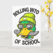 Carte Funny Duck Skateboard 100 Days Of School Outfit  (Fleur jaune)