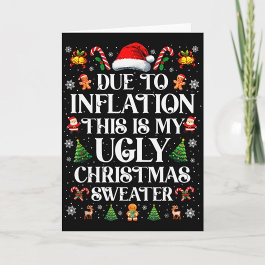 Carte Funny Due To Inflation Ugly Christmas Sweaters For (Devant)