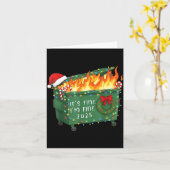 Carte Funny Dumpster Fire It's Fine I'm Fine 2025 Christ (Fleur jaune)