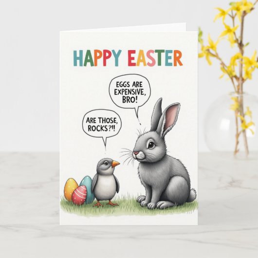 Carte Funny Easter Eggs Message Card (Fleur jaune)