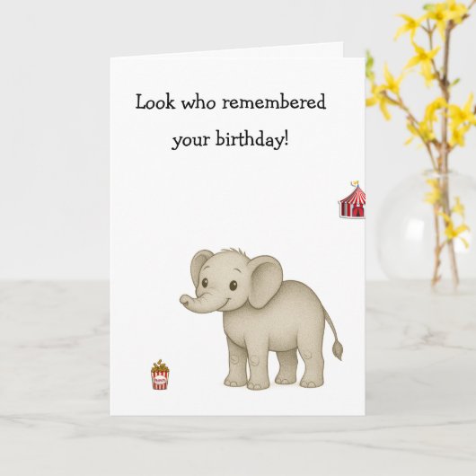 Carte Funny Elephant Memory Age Burn (Fleur jaune)