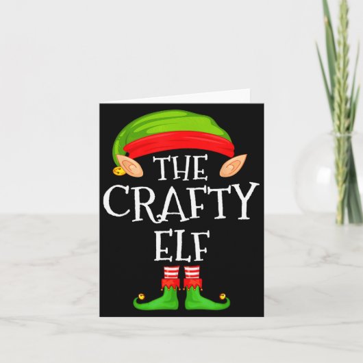 Carte Funny Elf Family Christmas Crafty Elf Sweater Matc (Devant)