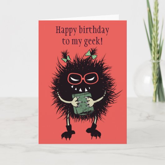 Carte Funny Evil Bug Étudiant Aimer Lecture Geek Anniver (Devant)