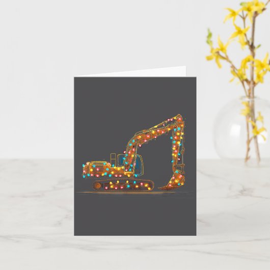 Carte Funny Excavator Christmas Graphics Lights Lover  (Fleur jaune)