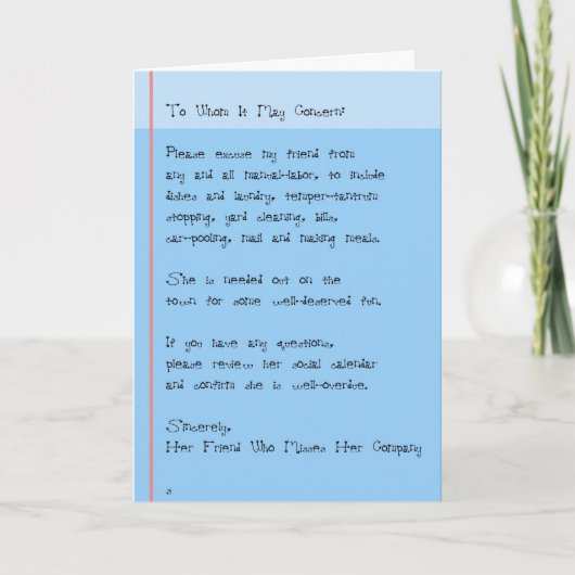 Carte Funny Excuse to Go Out With Friend Thinking of You (Devant)