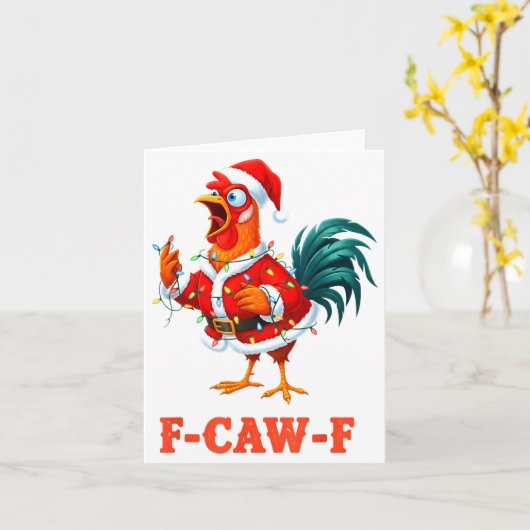 Carte Funny F-caw-f Chicken Humor Santa Rooster Christma (Fleur jaune)